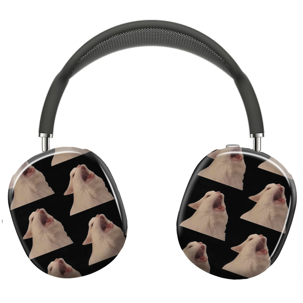 ( Cat Screaming Meme_11144) Protective Cover For Airpods Max Headphones Aesthetic Print Snap On Cases White 8841579120261