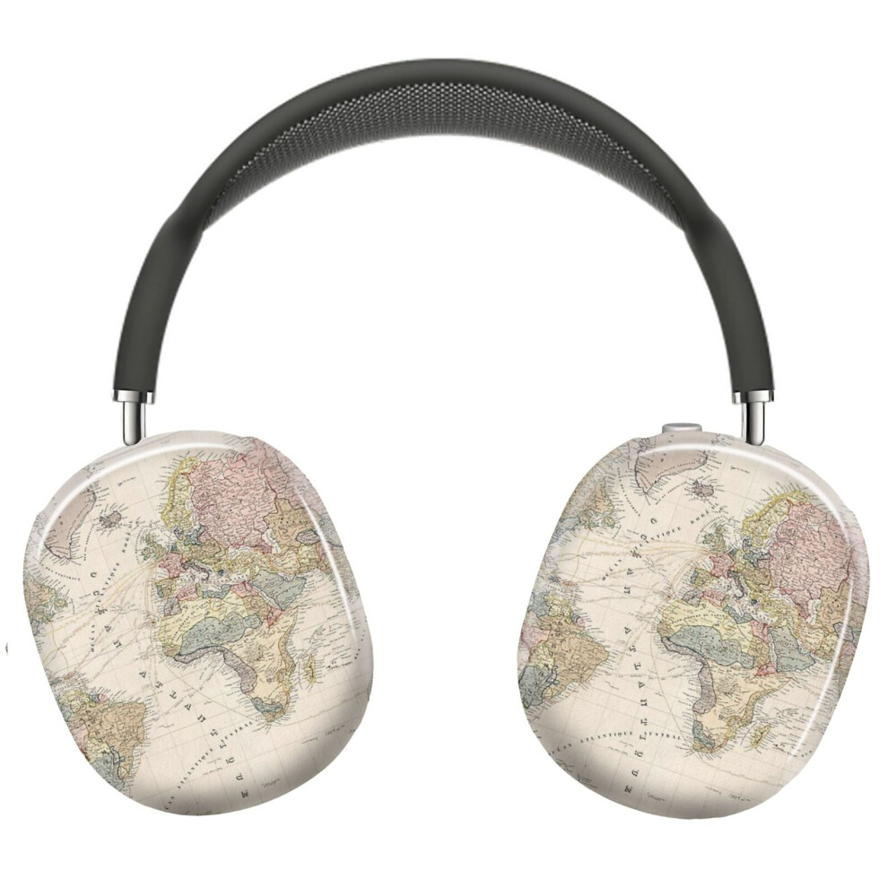 (Vintage Colorful Historical Rainbow World Map Boho_9403) Protective Cover For Airpods Max Headphones Aesthetic Print Snap On Cases 8841579116967