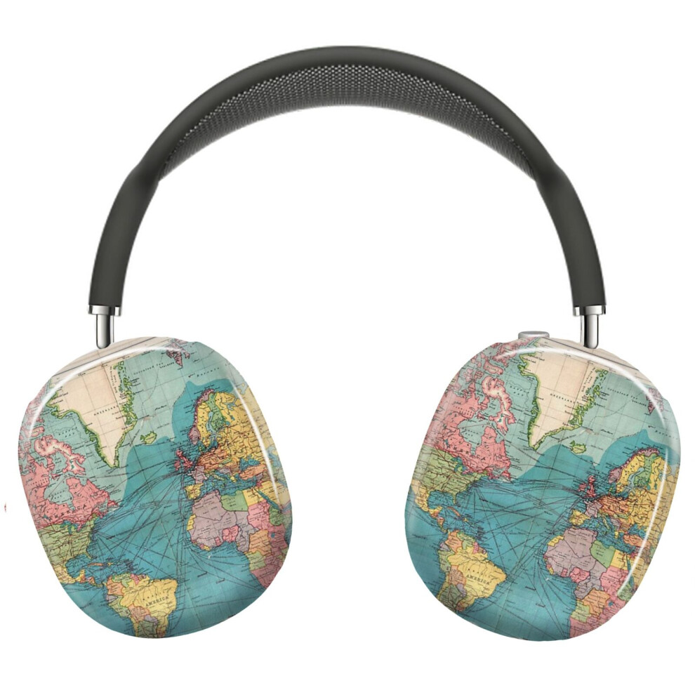 (Vintage Blue Rainbow Historical World Map_10385) Protective Cover for AirPods Max Headphones Aesthetic Print Snap On Cases-image-OPC-PFGKDHG-NEW