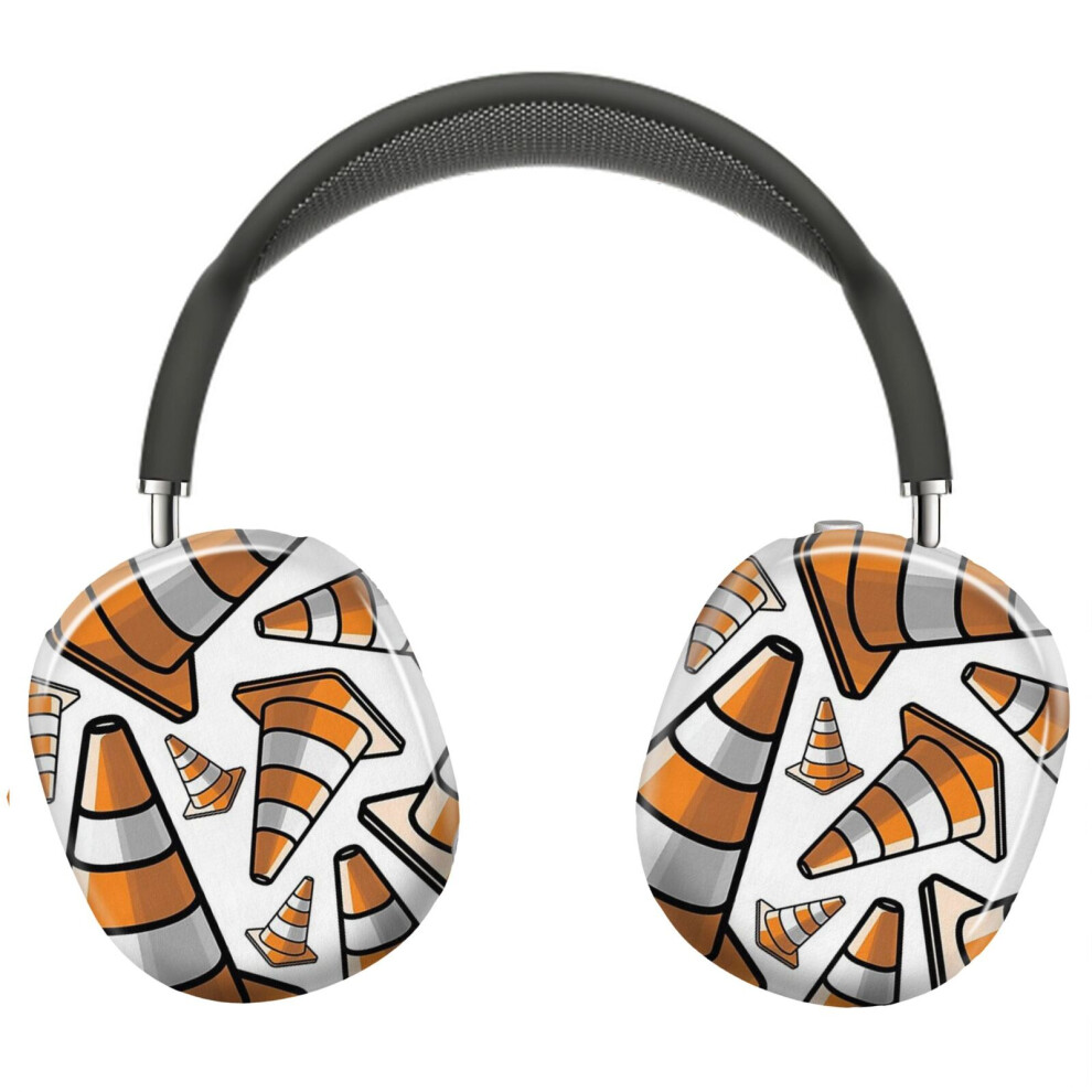(Traffic Cone - And Pattern_5312) Protective Cover For Airpods Max Headphones Aesthetic Print Snap On Cases Orange/White 8841579126676