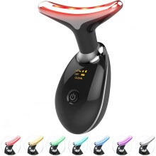 (Black) Anti-Aging Neck Eye Massager, 7 Colors 3 Modes, Facial Massager for Skin Care, Anti-Wrinkle Face Slimming Device - Black