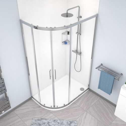 NES Home Nes Home 1200 x 800mm Quadrant Corner Shower Enclosure Chrome 2