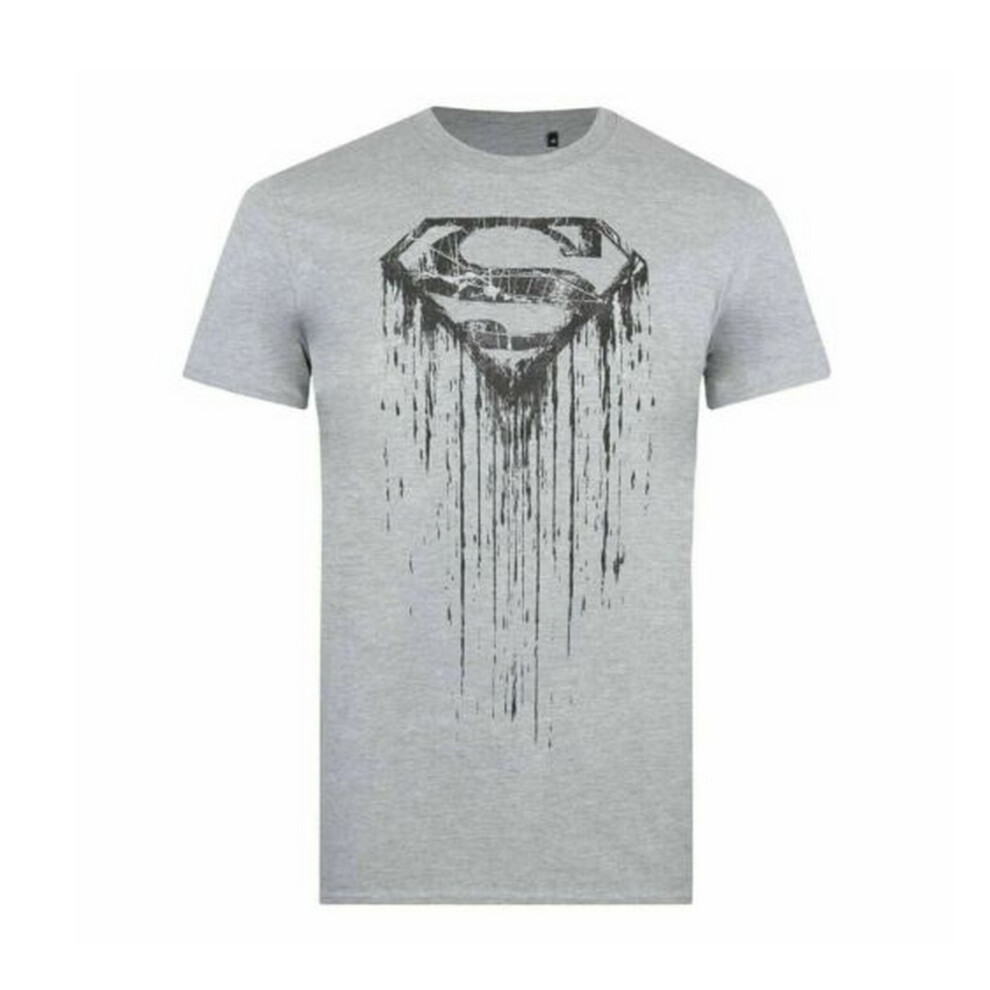 (S, Heather Grey) Superman Mens Paint Heather T-Shirt