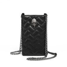 Vintage European Style Black Chain Crossbody Bag With Eagle Head Detail And Soft Texture