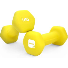 KAYMAN Neoprene 1KG Dumbbells with Anti-Slip Grip, Hex Edges, Yellow