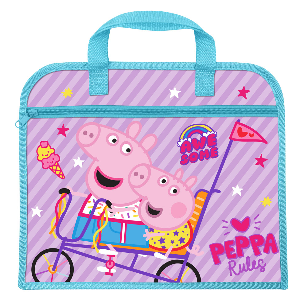 Peppa Pig Rules Zip Up School Reading Book Bag With Carry Handle