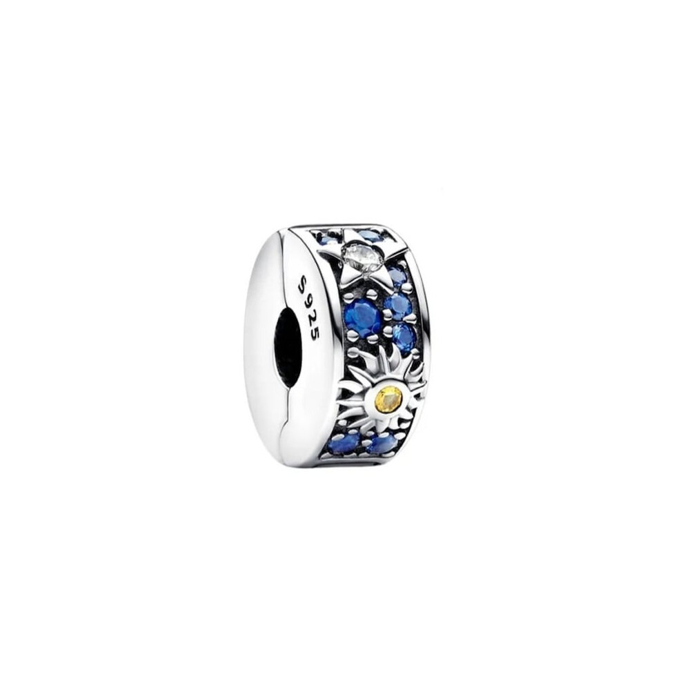 (celestial sun, star and moon clip) Clips sterling silver charm for pandora bracelet