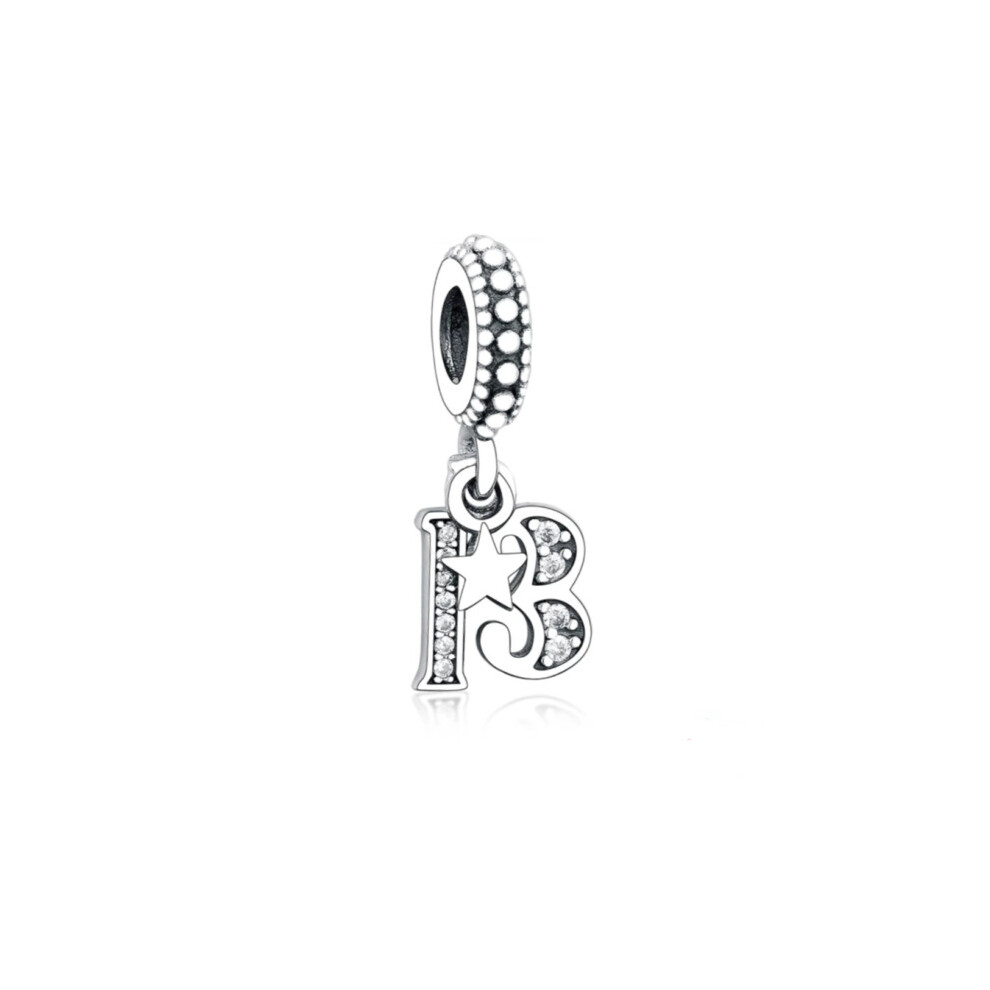 (13th birthday Dangle sterling silver s925 charm for pandora bracket ) Birthday sterling silver charm pandora bracelet