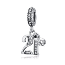 (21st birthday Dangle sterling silver s925 charm for pandora bracket ) Birthday sterling silver charm pandora bracelet