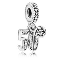 (50th birthday Dangle sterling silver s925 charm for pandora bracket ) Birthday sterling silver charm pandora bracelet
