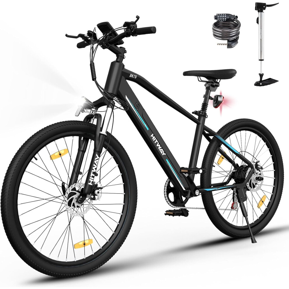 HITWAY Electric Bike for Adults, 26" Ebike with 250W Motor, Electric Bicycle with 36V 12AH Battery, City Commuter,7-Speed Mountain Bike 35-90km