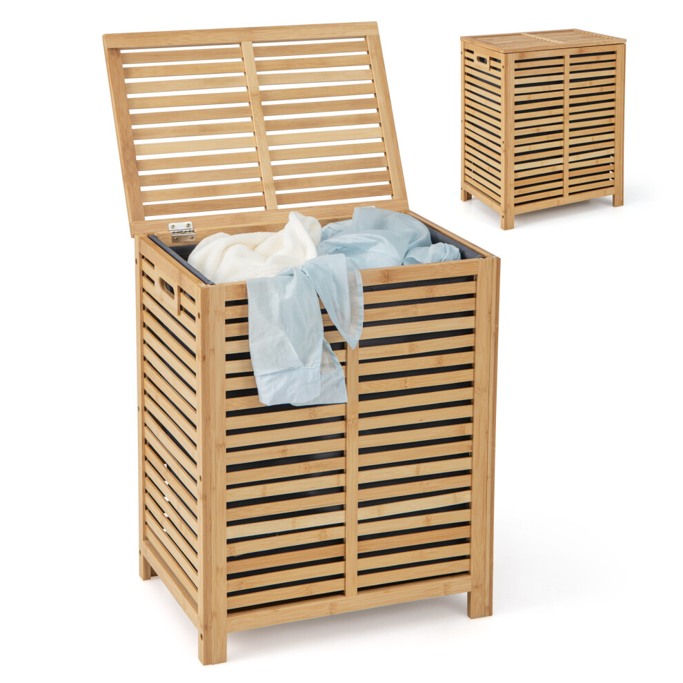 80 L Laundry Hamper Clothes Laundry Basket W/ Lid &Removable Liner Bag