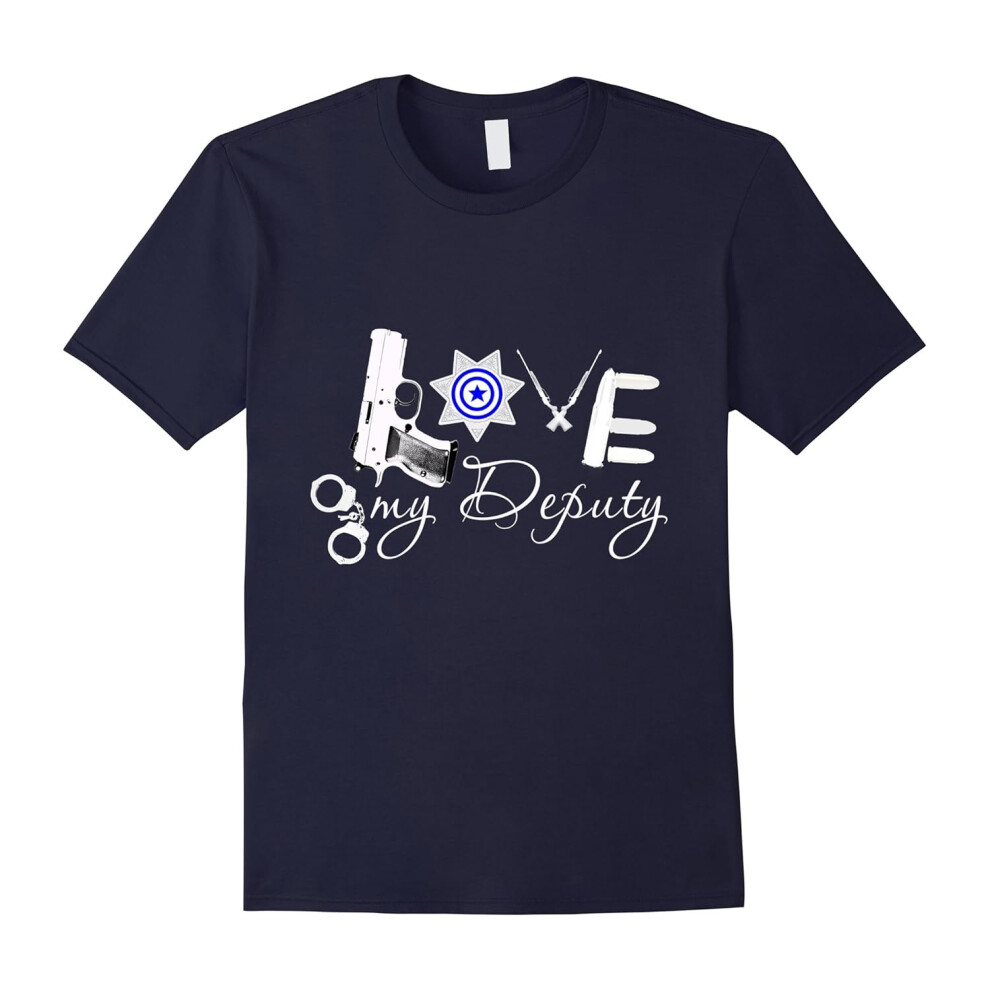 (XXXL) Thin Blue Line Shirt: Love my Deputy T-shirt-Father's Day