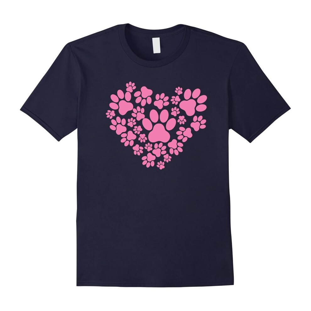 (S) Dog or Cat Lovers T-shirt, Paw Prints Heart by Zany Brainy-Father's Day