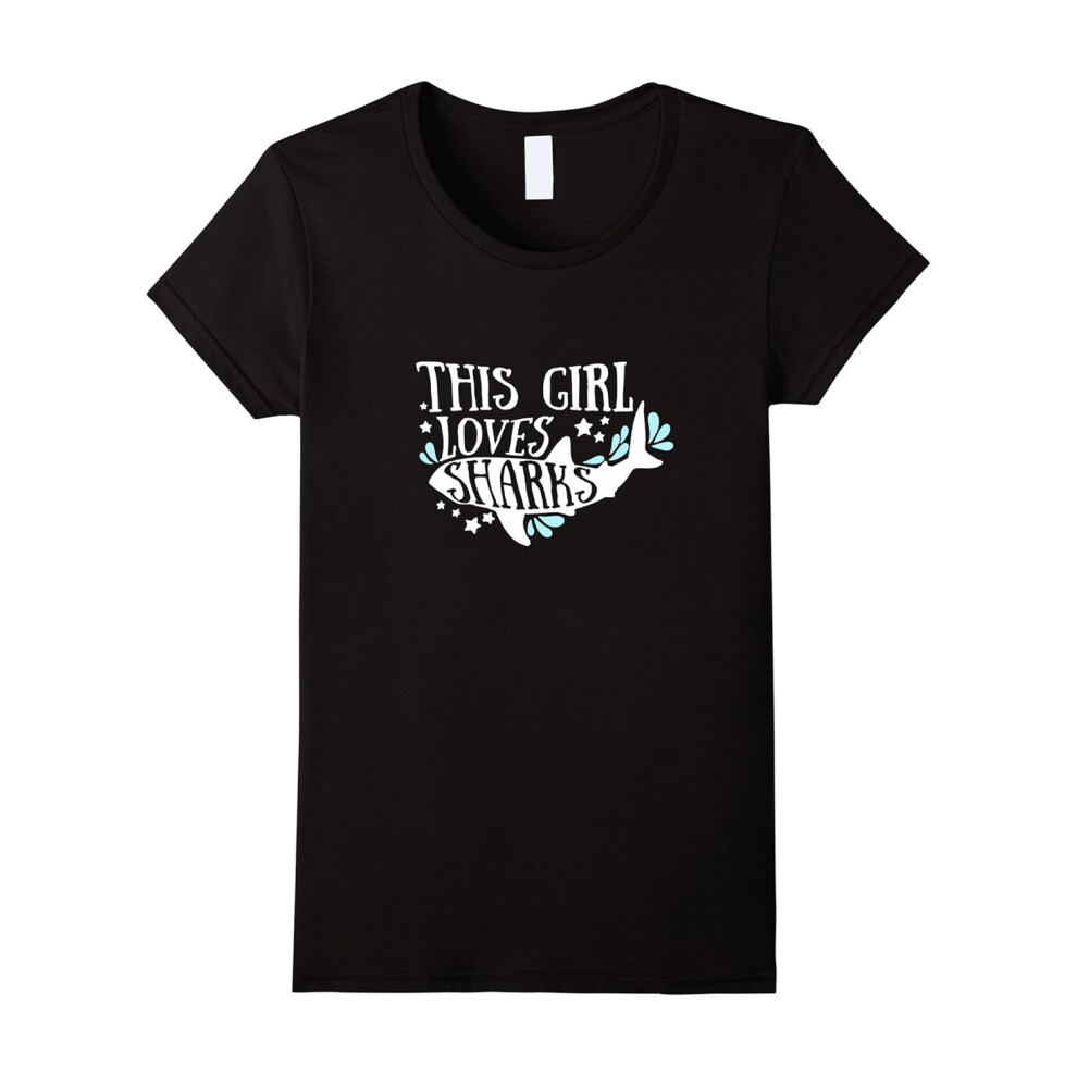 (XXXL) This Girl Loves Sharks T-Shirt Gift Tee for Fans of Sharks-Father's Day