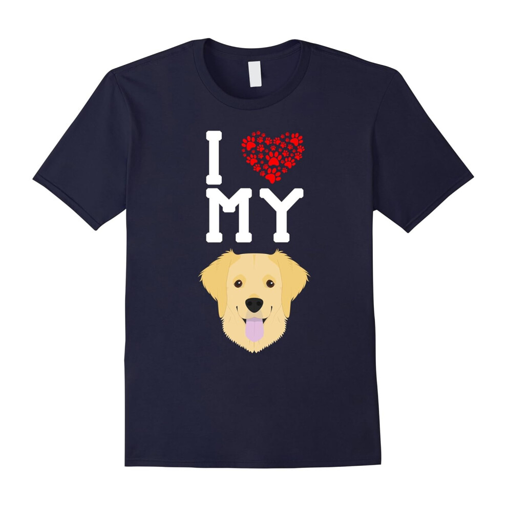 (M) I Love My Dog Golden Retriever Animal Lover T-Shirt-Father's Day