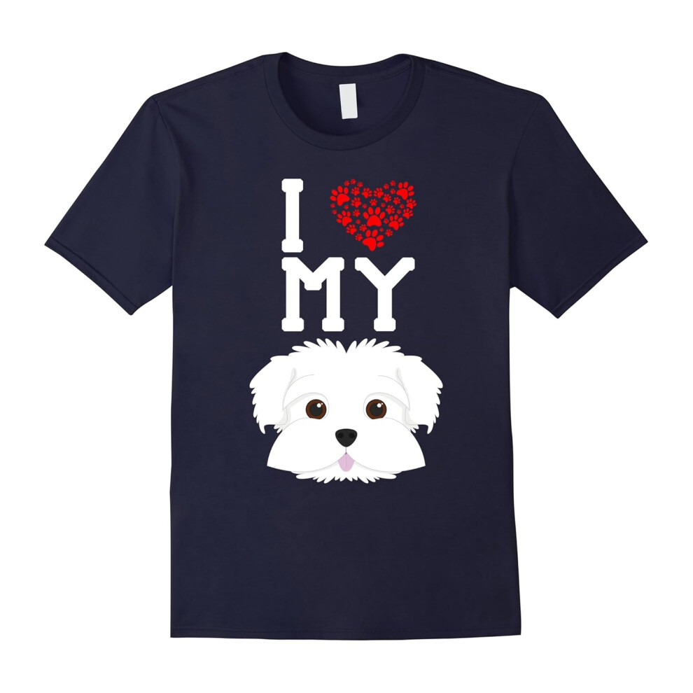 (XXXL) I Love My Dog Maltese Animal Lover Best Friend T-Shirt-Father's Day