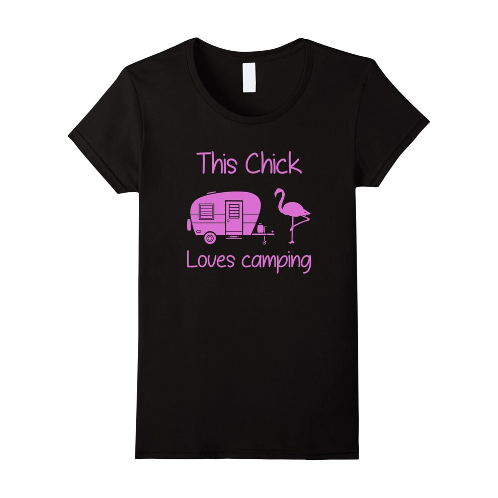 (XL) Womens This Chick Loves Camping T Shirt Camper Shirt Women T-shirt-Father's Day