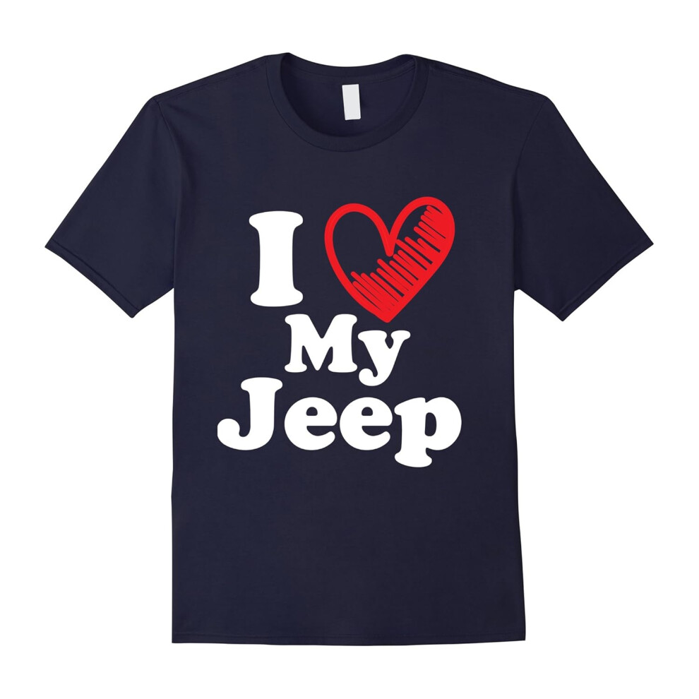 (XL) I Love My Jeep T-Shirt Love Heart Jeep Funny Gift Tee Shirt-Father's Day