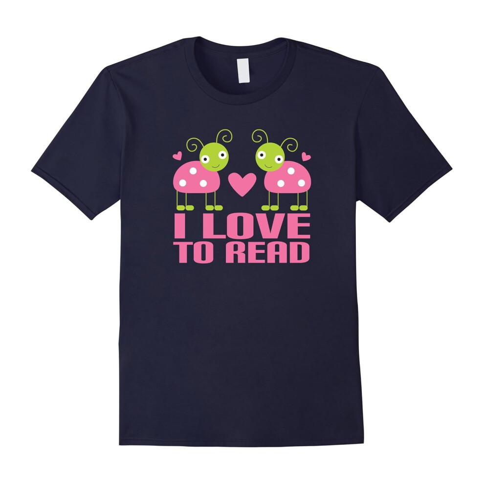 (XXL) Book Lover T-shirt Cute I Love to Read Ladybug Tee-Father's Day