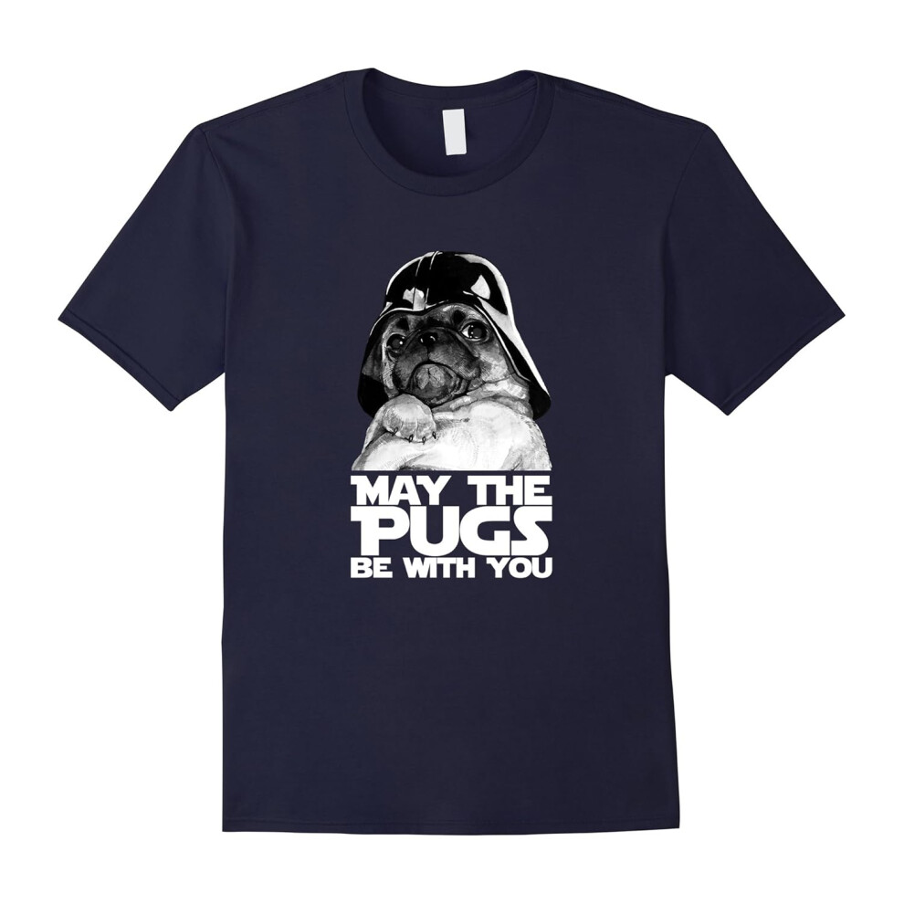 (XXL) May The Pugs Be With You T-Shirt Funny Pug Dog Lovers Quotes-Father's Day