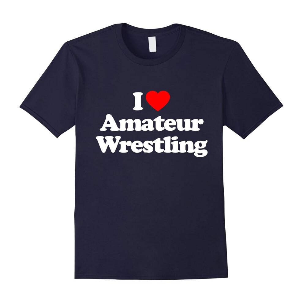 (XXXL) I Love Heart Amateur Wrestling Funny T-Shirt-Father's Day