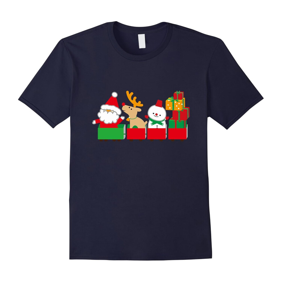 (S) Cute Santa Father's Dayaus Reindeer Snowman Gifts Train T-Shirt Print-Father's Day