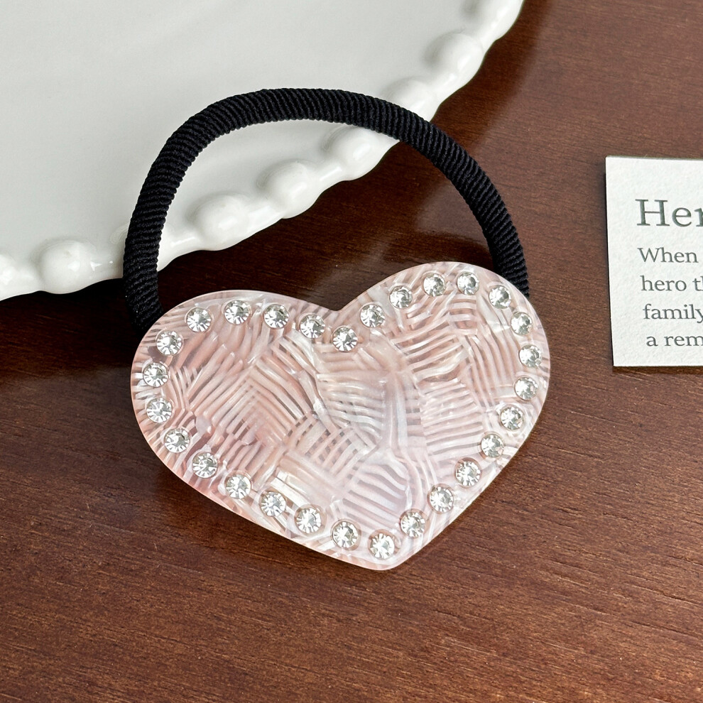 (Pink Tie) Fashionable And Versatile Heart Rhinestone Hair Accessories For Any Outfit-image-OPC-PFGN9J8-NEW