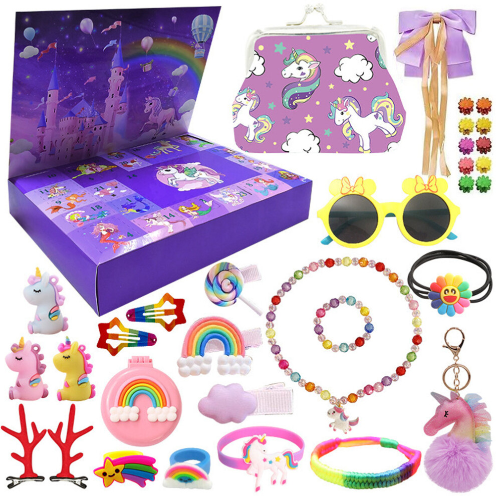 Kids Girls Unicorn Theme Christmas Advent Calendar Toys Doll Countdown Xmas Gift