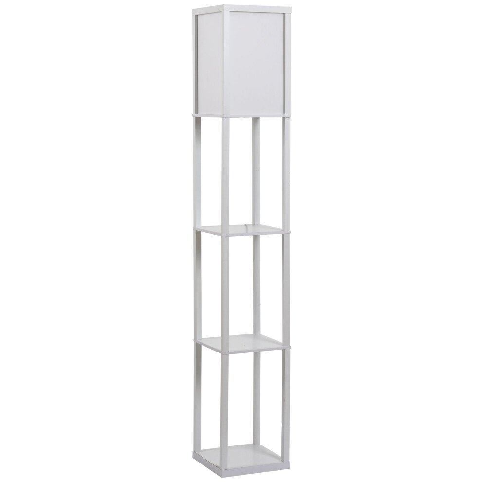 Homcom Floor Lamp Reading Lamp With 3-Tier Storage Shelf For Home Office White