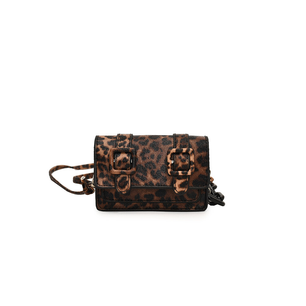 (StyleB) Trendsetting Khaki Leopard Print Medium Shoulder Bag For Women Combining Style And Function