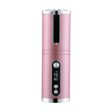 (Pink) Wireless Automatic Curling Iron Cordless Auto Curler Rechargeable Battery Ceramic Professional Hair Curler USB Charging