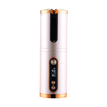 (Rose Gold) Wireless Automatic Curling Iron Cordless Auto Curler Rechargeable Battery Ceramic Professional Hair Curler USB Charging