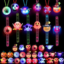 Halloween Feestartikelen En Speelgoed Voor Kinderen 24 Stuks Halloween LED-verlichte Ringen, Kettingen, Armbanden En Broches