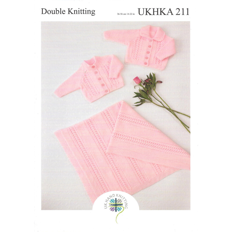 Ukhka 211 Dk Knitting Pattern Baby Cardigan & Blanket