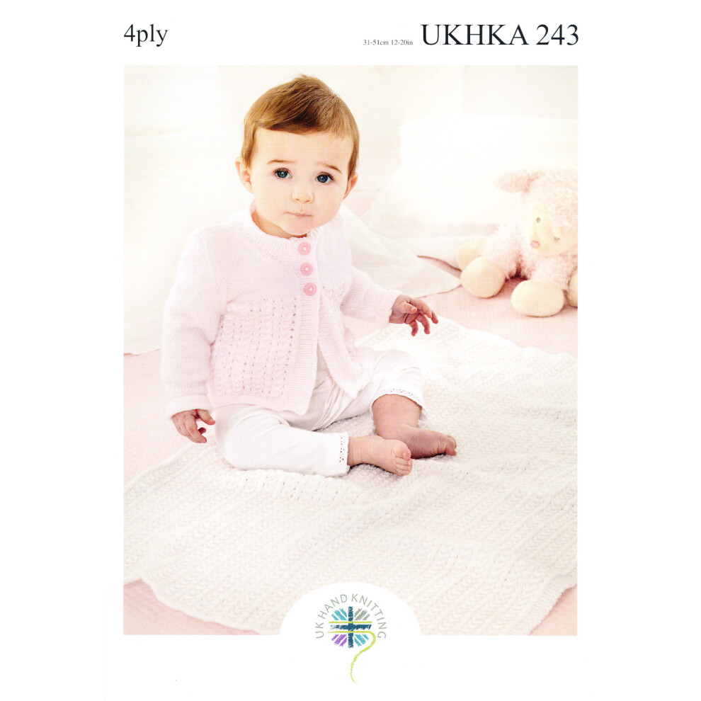 Ukhka 243 4Ply Knitting Pattern For Baby Cardigans & Blanket