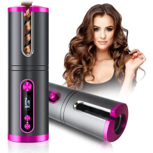 Automatic Curling Iron Auto Hair Curler Wand Rechargeable LCD Display Curling Iron Wand Hair Styling
