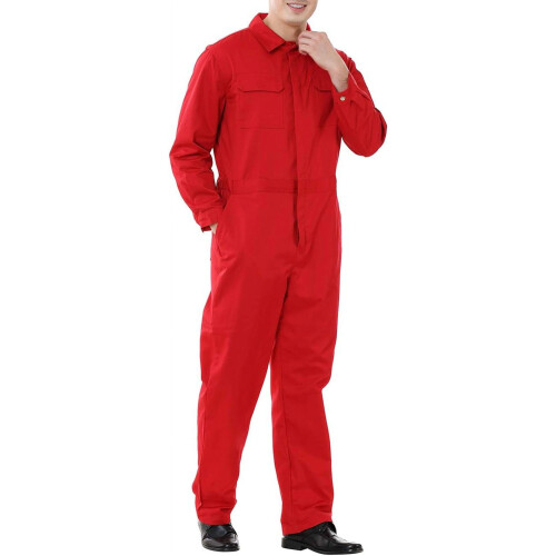 (red, M) Workwear Mechanic Coverall 8.5 oz Polyester Cotton Blend Size Regular 2