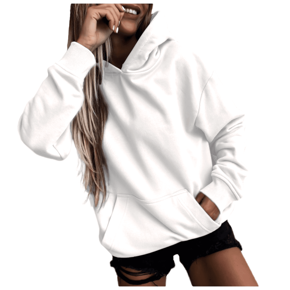 (white, XL) Hoodies Woman Clearance, Daily Hooded Sweatshirt Long Sleeve Casual Pocket Pullover Shirt Blouse