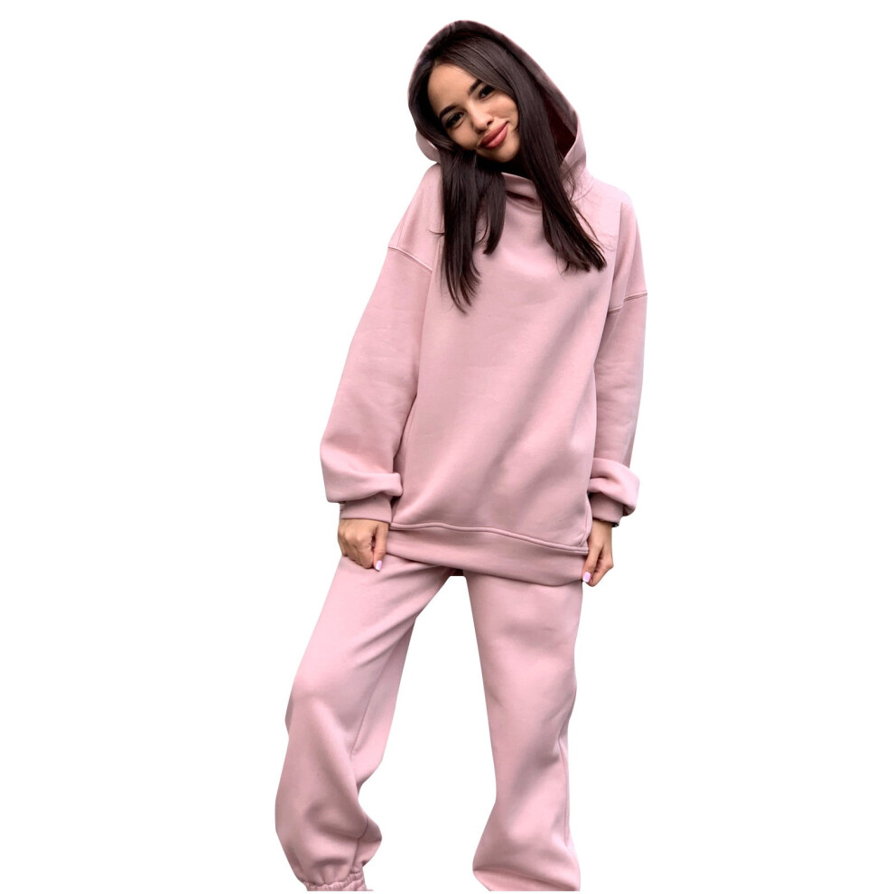 (pink, M) Women Hooded Sweatsuits Sets Hoodie Tracksuits 2 Piece Loose Pullover and Sweatpants Sports Jogger Outfits