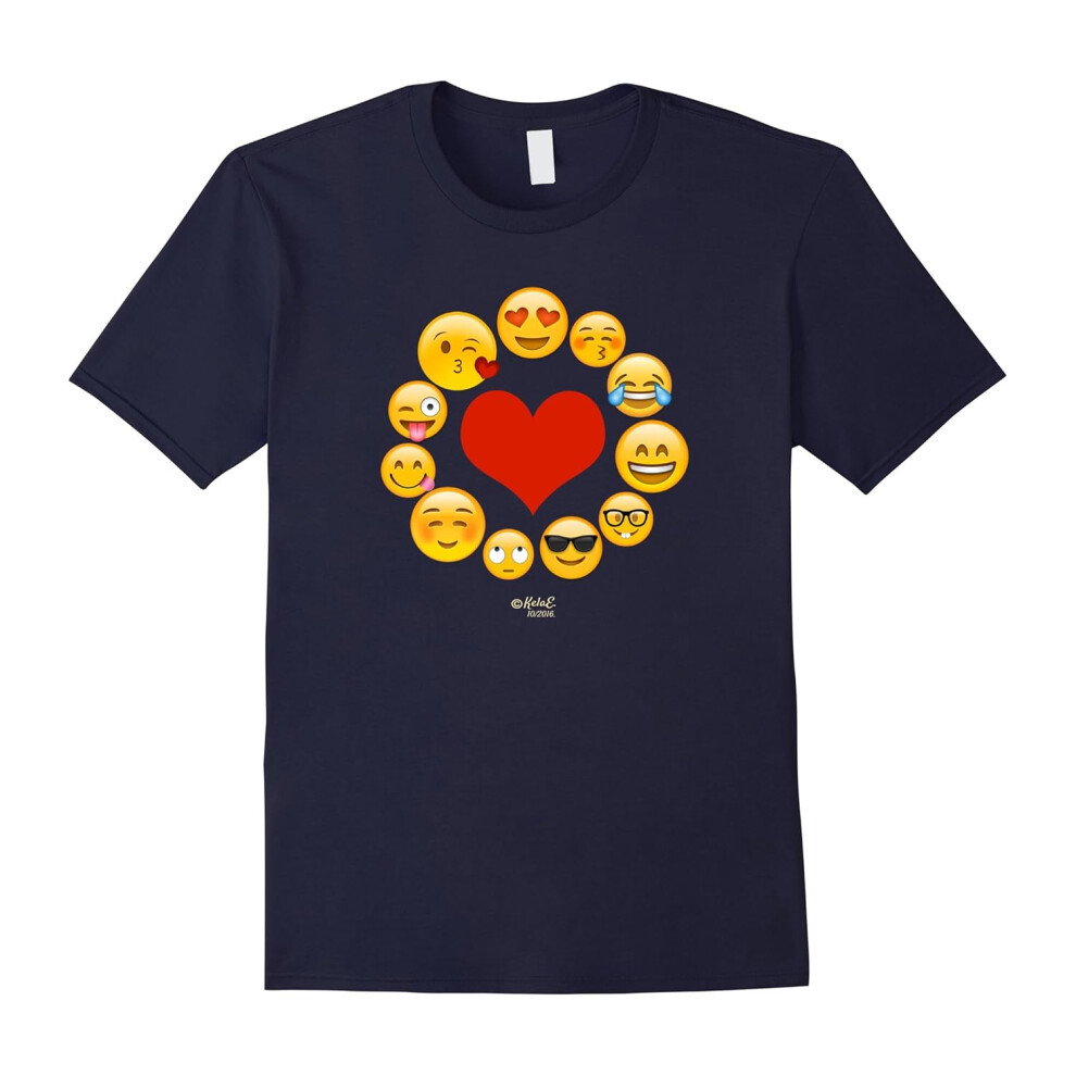 (XL) Emoji Heart Valentine's Day Shirt Emoji CirFather's Daye Love Heart-Father's Day