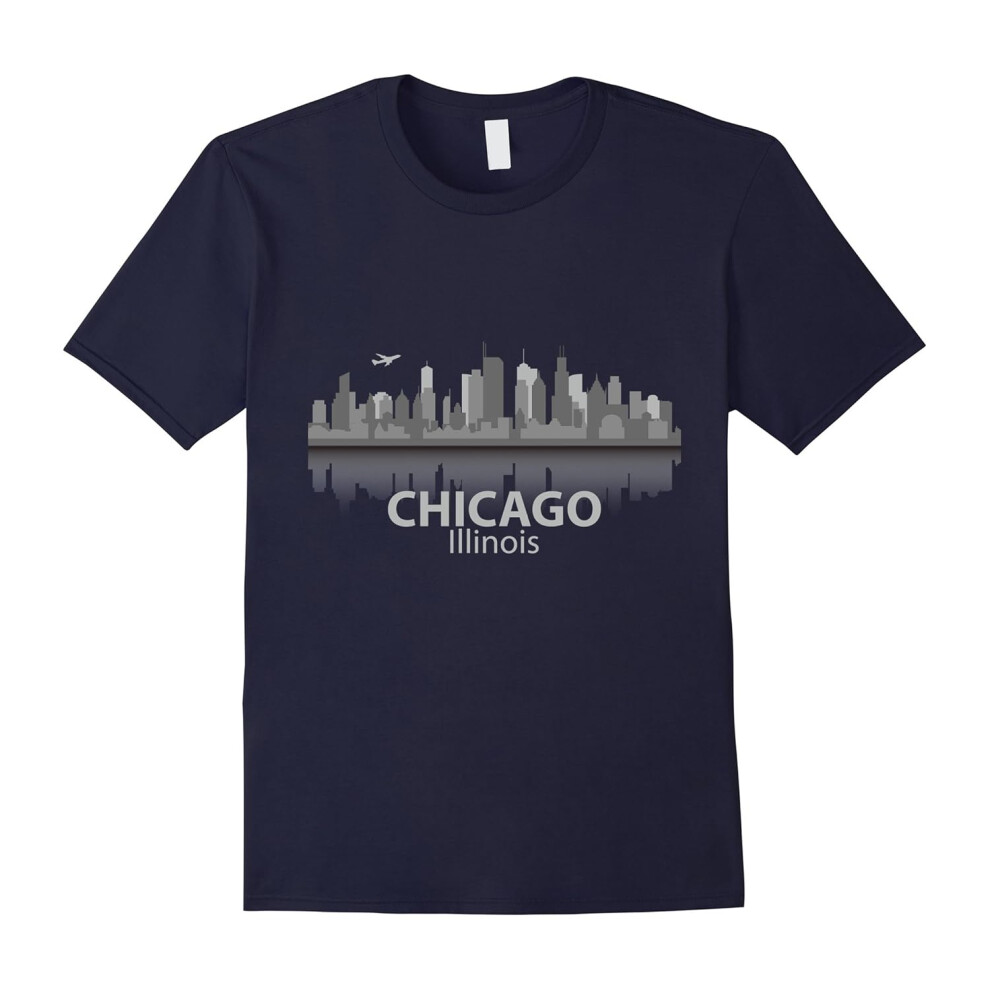 (XXXL) Chicago T-Shirt City Skyline Landmark Souvenir Home Love Tee-Father's Day