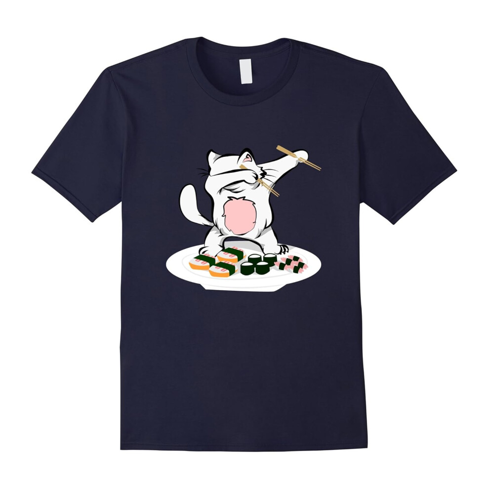 (M) Dabbing Sushi Cat Funny Kitty Lover Meme Tshirt Tee-Father's Day