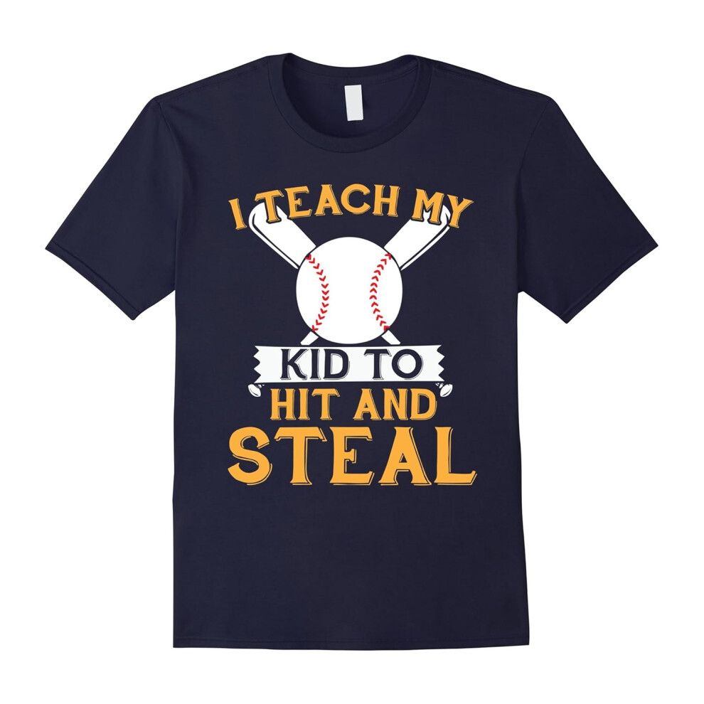 (M) I Teach My Kid To Hit & Steal â Mom And Dad Baseball T Shirt-Father's Day