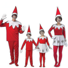 (men, L) Adult Children Family Christmas Costume Kids Red Elf Cosplay Suit Parent-child Lovely New Year Party Cosplay Outfits