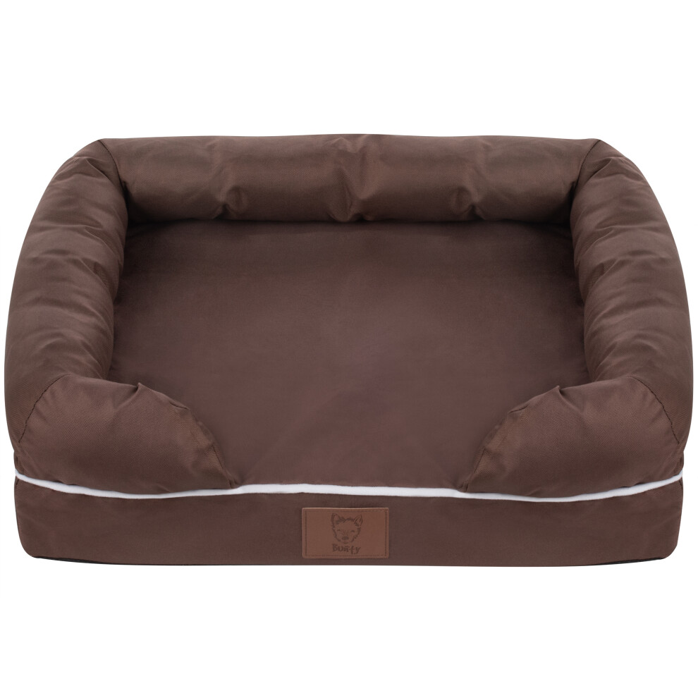 (Brown, Small) Washable Cover Cosy Dog Bed Super Thick Padding