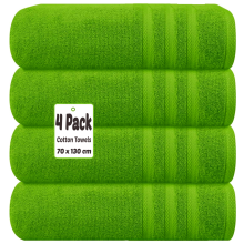 (Lime Green) 4 X Luxury Bath Towels 100% Egyptian Cotton Large Size Big Bathroom Towels Set