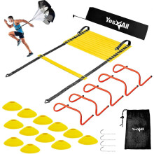 Ultimate Combo Agility Ladder Training Set Speed Agility Ladder 12 Adjustable Rungs, 12 Agility Cones