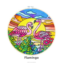 (Flamingo) Batik Painting in Hoop Craft Kit