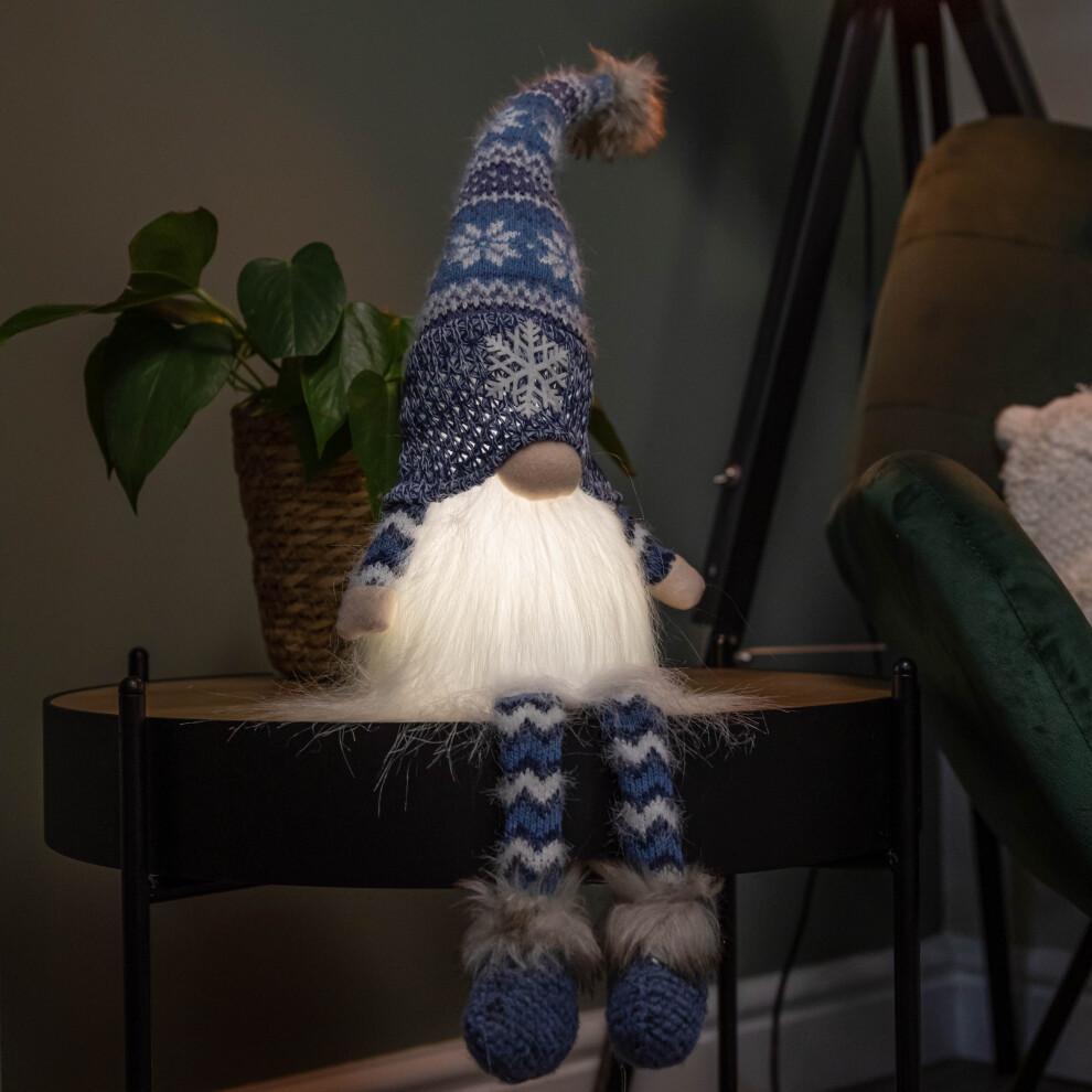 Festive Productions Ltd Light/Blue 55Cm Up Christmas Gonk With Dangly Legs & Snowflake Hat